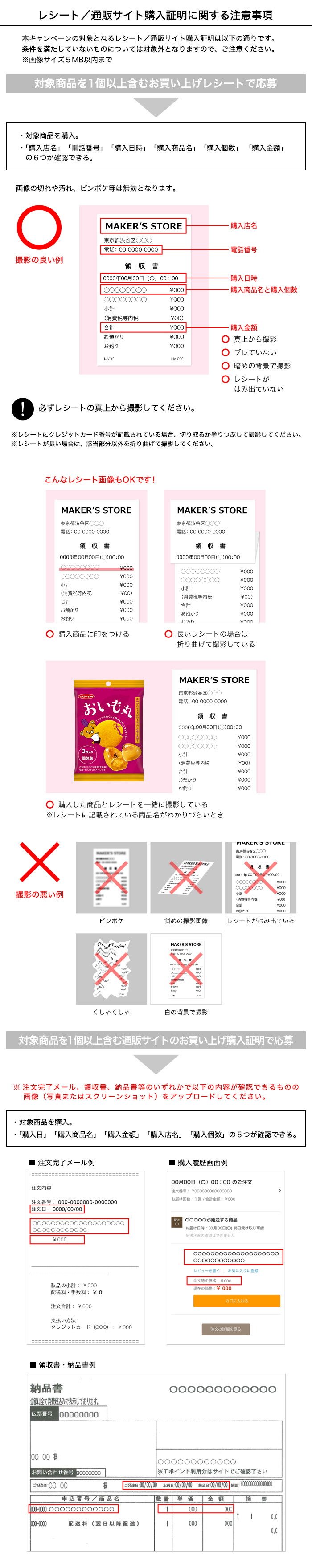 レシートの撮影方法